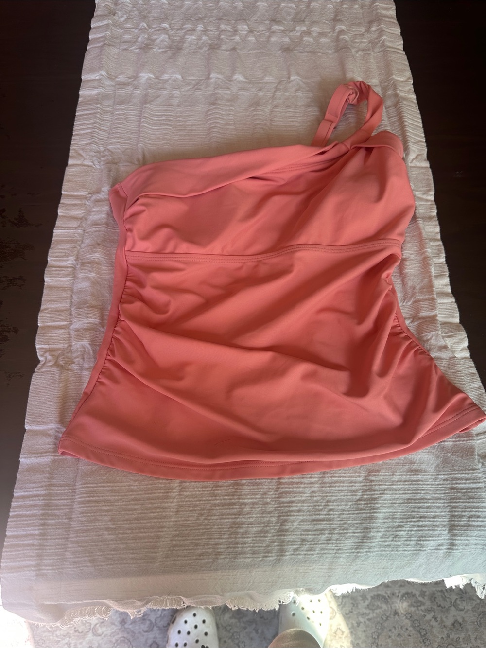 Cupshe Coral One-Shoulder Tankini Top